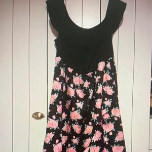 SHEIN Black and Pink Floral Mini Dress
